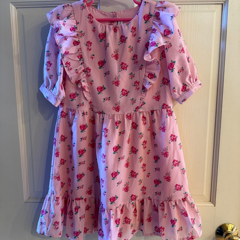 🌸 Janie and Jack Pink Floral Ruffle Dress Size 7 – Boutique Style